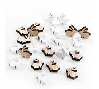 Set da 24 coniglietti decorativi in Legno Marrone e Bianco da 2,5 cm: Mini conigli pasquali per decorazioni tavola, centrotavola pasqua, lavoretti creativi e idee Regalo primaverili