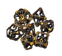 Set Dados Metal - 7PCS Poliedros D1D Steampunk Dragón, RPG Mťg Pathfïnder Juegos Mesa | Dados para Dungeońs & Dragońs | Diseño Hueco Grabado Único para Niños Adultos, Juego Tablero