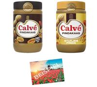 Set de 1 Pindakaas + 1 Pindakaas stuckig 650 g I Crema de cacahuete cremosa y troceada en pack de ahorro I Desayuno rico en proteínas de los Países Bajos I Holland-Box by Vriens