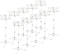 Set de 10 Atriles Classic Cantabile (Níquel, versión ligera, superficie extremadamente resistente, soporte en las áreas de apoyo, patas de goma antideslizantes, altura ajustable: 50-115 cm) Níquel