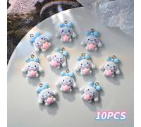 Set de 10 Decoraciones 3D Sanrio para Uñas con Diseños Adorables de Hello Kitty, Melody, Kuromi y , Perfectas para Manicuras, Adornos para el Cabello y Fundas de Teléfono, y