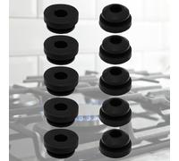 Set de 10 gomas para sostener macetas, pies y patas de goma resistentes al óxido, compatibles con soportes de ollas de Dometic, Smev y Thetford con varillas de 5 mm. Negro.