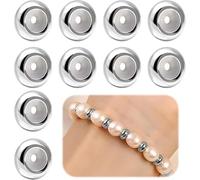 Set de 10 Piezas de Espaciadores en Acero Inoxidable con Inserto de Goma para Pulseras y Collares Add-a-Bead, Compatibles con Marcas como Pandora, Troll, Chamilia, Kay, Carlo Biagi, Zable