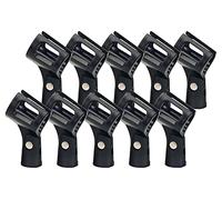 Set De 10 Pronomic Abrazadera De Micrófono Neopreno Negro/Ancha - Abrazadera Elástica Para Micrófono - Rosca De Latón 5/8" Para Montaje - Adaptador De Rosca 5/8" (externo) A 3/8" (interno) - Negro