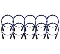 Set de 10 Pronomic Stage DMX3-1 Cable DMX 1 Metro (para cableado de efectos de luz, contactos dorados, color de funda: azul, XLR macho a XLR hembra)