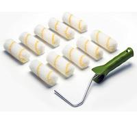 Set de 10 rodillos de pintura con hilo amarillo, 10 cm, 12 mm + 1 soporte para rodillo de 29 cm