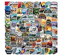 Set de 100 adhesivos de vinilo geográficos para portátil, patinetas, bicicletas, ciclomotores, motos, equipaje, maletas y computadoras, para amantes de la naturaleza y apasionados del viaje