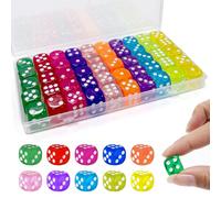 Set de 100 Dados de Juego 14mm, Dados de 6 Caras Estándar D6 de Acrílico, Accesorios para Juegos de Mesa y Enseñanza de Matemáticas (Color Transparente)