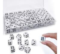 Set de 100 Dados de Juego 14mm, Dados de 6 Caras Estándar D6 de Acrílico, Accesorios para Juegos de Mesa y Enseñanza de Matemáticas (Blanco)