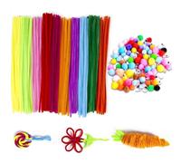 Set de 100 Limpiapipas de Colores para Manualidades Viene con Bolas de pelo y ojos móviles, 30 cm de Largo, limpia pipas para manualidades, Ideal para Proyectos DIY y Decoraciones,alambre de chenilla