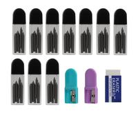Set de 100 Minas para Compás, Minas de Recambio de 2mm 2B para Compás con 2 Sacapuntas y 1 Goma - Grafito de Alta Calidad, El minas para compás una longitud de 2 cm,un diámetro de 2 mm