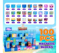 Set de 100 piezas de bloques de construcción magnéticos en el , juego STEM DIY para la y la coordinación -ojo, temática con colores vibrantes, diversión de búsqueda en 3D, gran regalo de y Navidad