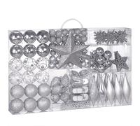 Set de 102 diferentes adornos bolas de navidad Plateado