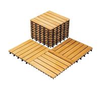Set de 11 baldosas encajables de madera de acacia con 6 lamas, 1 m², yoevu