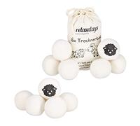 Set de 12 Bolas Secadora de Ropa, Pelotas de Secado con Bolsa, Ecológicas, Antiestáticas, Lana, Ø 7 cm, Blanco