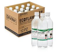 Set de 12 botellas de bioetanol de 1 litro: Combustible ecológico natural inodoro para chimenea ecológica