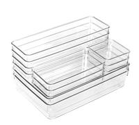 Set de 12 Cajones de Organización | Organizadores de Plástico Transparentes | Separadores de Cajones para Escritorio | Baño | Cocina | Frigorífico | Despensa | Maquillaje | Joyas | Multiusos