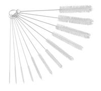 Set De 12 Cepillos De Limpieza para Máquina De Café, Cepillos para Pajitas, Cepillos para Botellas, Cepillos para Tubos De Leche, Cepillos De Limpieza Multifuncionales Blanco