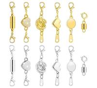 Set de 12 Cierres Magnéticos para Collar y Pulseras, Cierre Magnético para Collar con Mosquetón en Oro y Plata, Accesorios de Joyería DIY Seguros y Fáciles de Usar para Collares y Pulseras, Conectores