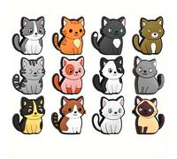 Set de 12 cuentas de gato adorables diseñadas para profesores, perfectas para hacer joyas como bolígrafos, collares y pulseras