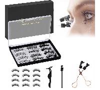 Set de 12 de pestañas magnéticas KS01+KS02, kit de pestañas reutilizables sin pegamento para mujer, naturales con de almacenamiento todo en uno