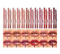 Set de 12 delineadores de labios mate de terciopelo, fórmula pigmentada resistente al agua, kit de maquillaje cremoso suave de larga duración para una definición precisa y un color de cobertura total