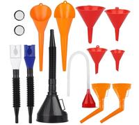 Set De 12 Embudos Para Automóviles, EmbudoDe Aceite De Gran Apertura Con Manguera Y Filtro,Embudo De Boca Ancha, Embudo De Plástico De Cuello Largo, Para Llenar Refrigerante/Gasolina/Agua/Aceite