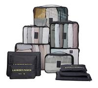 Set de 12 organizadores de maletas, bolsas para accesorios de viaje, organizador de maletas, set de bolsas para guardar juguetes, juguetes, organizador de viaje, bolsas para maletas, color negro