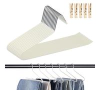 Set de 12 Perchas para Pantalones, Antideslizante Perchero Ahorradoras de Espacio con 5 Clips, Estante para Pantalones Multifuncionales para Pantalone, Jeans, Ropa, Toallas (Blanco)