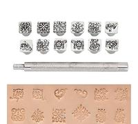 Set de 12 Piezas de Herramientas para Grabado en Cuero, Estampadores y Punzones para Artesanía, Kit de Estampación y Repujado para Manualidades DIY