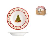 Set De 12 Platos Fondos H&H CLASSY XMAS Ø21,5cm De Porcelana
