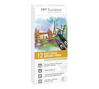Rotulador tombow acuarelable doble punta pincel colores pastel estuche de 12 unidades colores surtidos