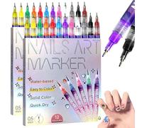 Set de 12 rotuladores para decoración de uñas, 2025 nuevos rotuladores para uñas de gel, punta fina de 0,5 mm para grafiti, punteado, dibujo, pintura y delineador. (2 juegos)