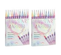 Set de 12 Tizas para Uñas en 3D con 24 Colores, Marcadores de Uñas a Prueba de Agua de Secado Rápido para Pintar, Dibujo, Puntos, Líneas y Arte con Punta Fina - 2 Piezas