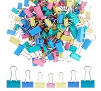 Set de 135 Clips Plegables de Metal - Multicolor Carpeta Plegable- 15 mm/19 mm/25 mm/32 mm - Clips Versátiles para Documentos, Oficina y Papelería, Binder Clips de Metal para Oficina