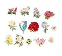 Set de 14 Parches de Flores Termoadhesivos y Bordados para Ropa, Sombreros, Vaqueros, Chaquetas y Mochilas - Accesorios Creativos de Bricolaje para Decoración y Reparación de Prendas y Textiles