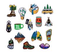 Set de 15 Parches Termoadhesivos Decorativos con Diseños de Montaña y Río, Ideal para Personalizar Chaquetas, Jeans, Mochilas y Más, Bordado, Colores Vivos y Resistentes