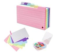 Set de 150 Tarjetas de 3 x 5 Pulgadas, Hoja Flashcards Con 8 anillos de plástico de colores, Tarjetas de Colores Variados para Organizar y Estudiar