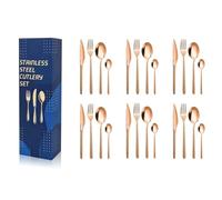 Set de 16/24 piezas de cubertería, acero inoxidable, tenedor, cuchara, cuchillo de cocina, apto para lavavajillas(Rose Gold,24pcs)