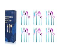 Set de 16/24 piezas de cubertería, acero inoxidable, tenedor, cuchara, cuchillo de cocina, apto para lavavajillas(Iridescent,24pcs)