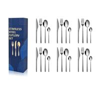 Set de 16/24 piezas de cubertería, acero inoxidable, tenedor, cuchara, cuchillo de cocina, apto para lavavajillas(Black,24pcs)