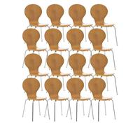 Set de 16 sillas de visita diego apilable madera roble 45x43x86 cm