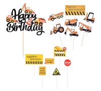 Set de 17 piezas para decorar tartas con motivos de vehículos de construcción, decoraciones para fiestas de cumpleaños infantiles.decoracion tartas cumpleaños,patrulha pata aniversario.