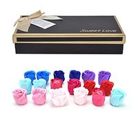 Set de 18 Rosas Artificiales de Jabón - Flores Decorativas en Caja para Navidad Día de la Madre Bodas San Valentín Cumpleaños