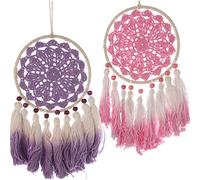 Set de 2 atrapasueños de Crochet en Fucsia y Violeta 12x23cm