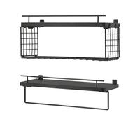 Set de 2 baldas flotantes 'vik' para baño 40x15x18/13 cm - negro [en.casa]