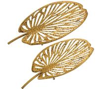 Set de 2 bandejas con forma de hoja de metal en dorado 59x26x8 cm y 50x21x7 cm
