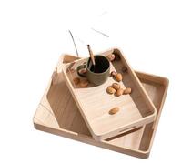Set de 2 bandejas de madera rectangulares 35x45x4,5cm