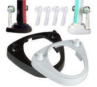 Set de 2 Bases Soporte Porta Cepillo de Dientes Eléctrico para Oral B (Blanco y Negro) - Incluye 4 Fundas Protectoras para Cabezales Cepillo Dientes para Oral B