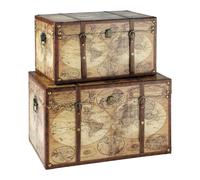 Set de 2 baúles con estampado de mapa antiguo